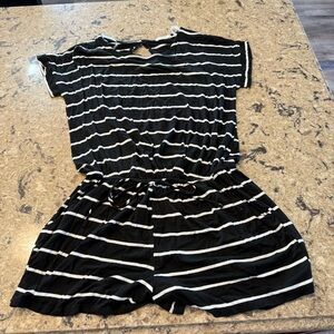 Striped Black and White Short Romper